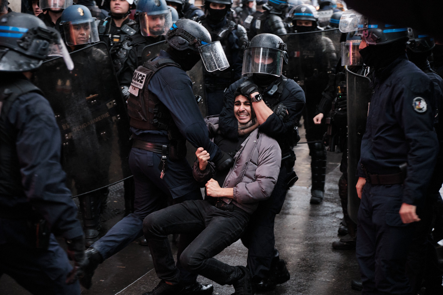 Police detains pro-Palestine protester in Paris, October 2023