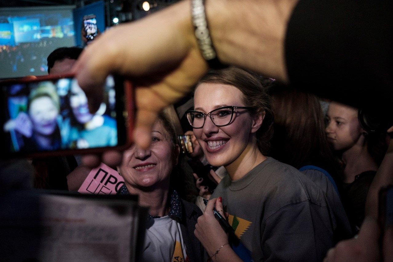 Xenia Sobchak during her presidential campaign for Novaya Gazeta
